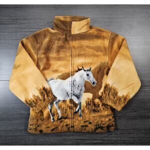 Back In The Saddle Trail Crest Fleece Wild Horses Jacket Mustang Equestrian Zip